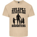 Dad With Three Daughters Funny Fathers Day Mens Cotton T-Shirt Tee Top Sand