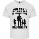 Dad With Three Daughters Funny Fathers Day Mens Cotton T-Shirt Tee Top White