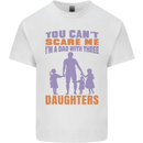 Dad With Three Daughters Funny Fathers Day Mens Cotton T-Shirt Tee Top White