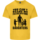 Dad With Three Daughters Funny Fathers Day Mens Cotton T-Shirt Tee Top Yellow