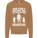 Dad With Two Daughters Funny Fathers Day Mens Sweatshirt Jumper Caramel Latte