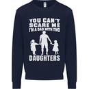 Dad With Two Daughters Funny Fathers Day Mens Sweatshirt Jumper Navy Blue