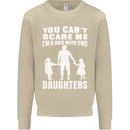 Dad With Two Daughters Funny Fathers Day Mens Sweatshirt Jumper Sand