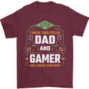 Dad & Gamer Funny Fathers Day Gaming Mens T-Shirt 100% Cotton Maroon