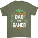 Dad & Gamer Funny Fathers Day Gaming Mens T-Shirt 100% Cotton Military Green