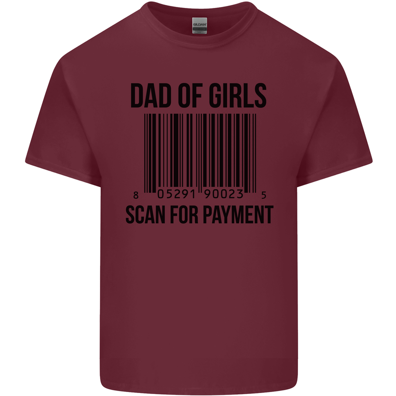 Dad of Girls Scan For Payment Father's Day Mens Cotton T-Shirt Tee Top Maroon