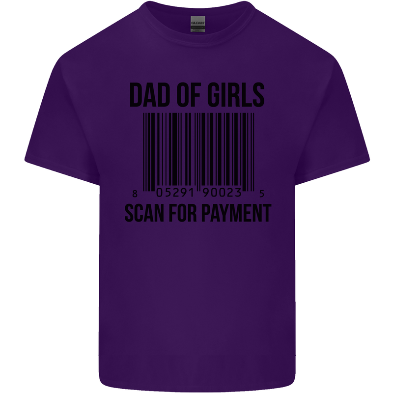 Dad of Girls Scan For Payment Father's Day Mens Cotton T-Shirt Tee Top Purple