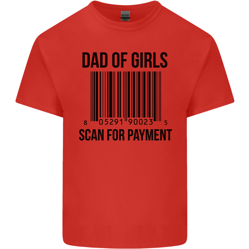 Dad of Girls Scan For Payment Father's Day Mens Cotton T-Shirt Tee Top Red