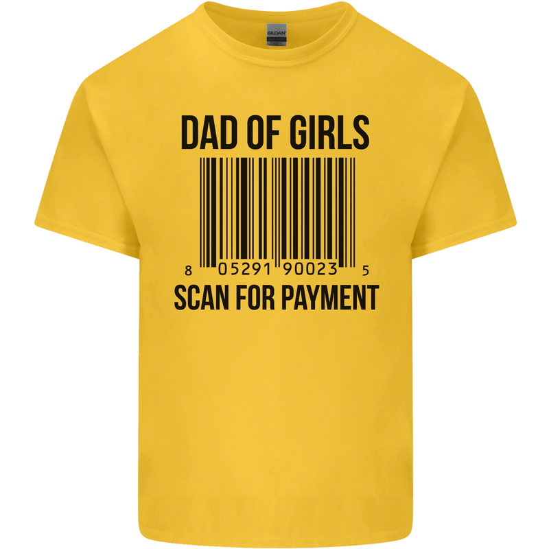 Dad of Girls Scan For Payment Father's Day Mens Cotton T-Shirt Tee Top Yellow