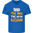 Dad the Man the Myth the Legend Fathers Day Mens V-Neck Cotton T-Shirt Royal Blue