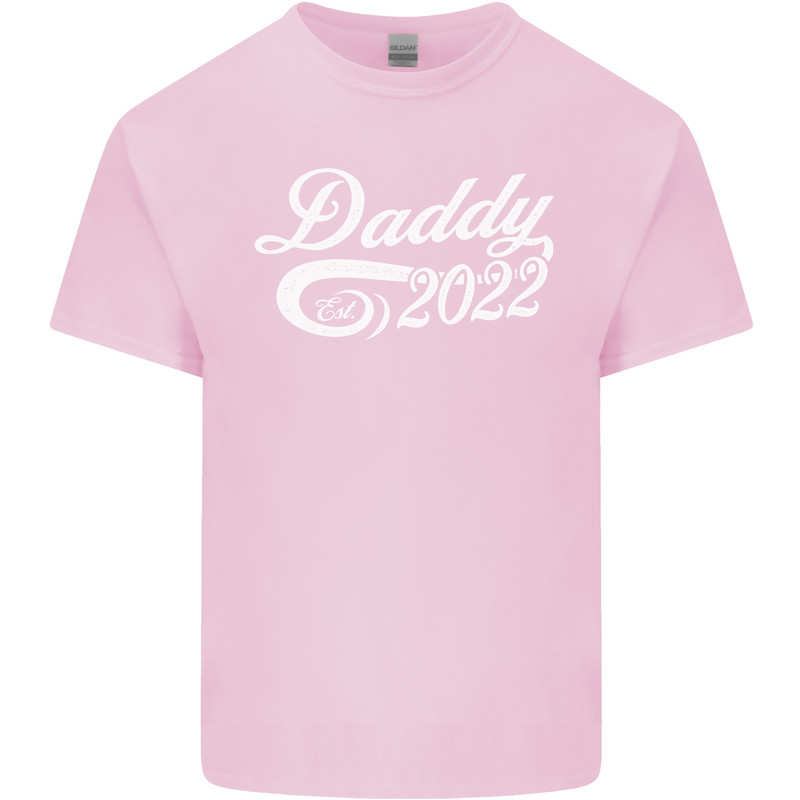 Daddy Est. 2022 Funny Father's Day Mens Cotton T-Shirt Tee Top Light Pink