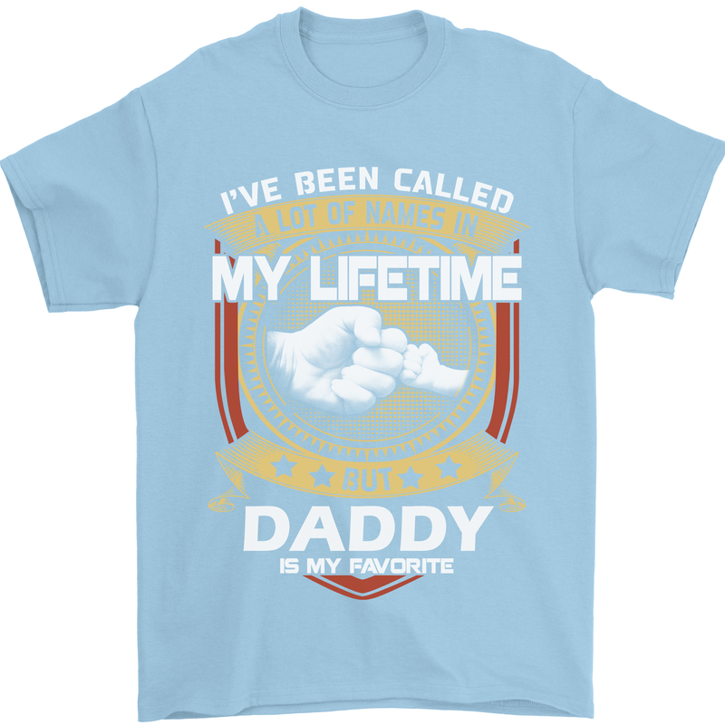 Daddy Is My Favourite Funny Fathers Day Mens T-Shirt Cotton Gildan Light Blue