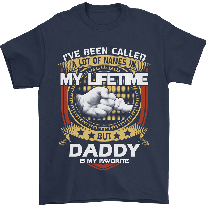 Daddy Is My Favourite Funny Fathers Day Mens T-Shirt Cotton Gildan Navy Blue