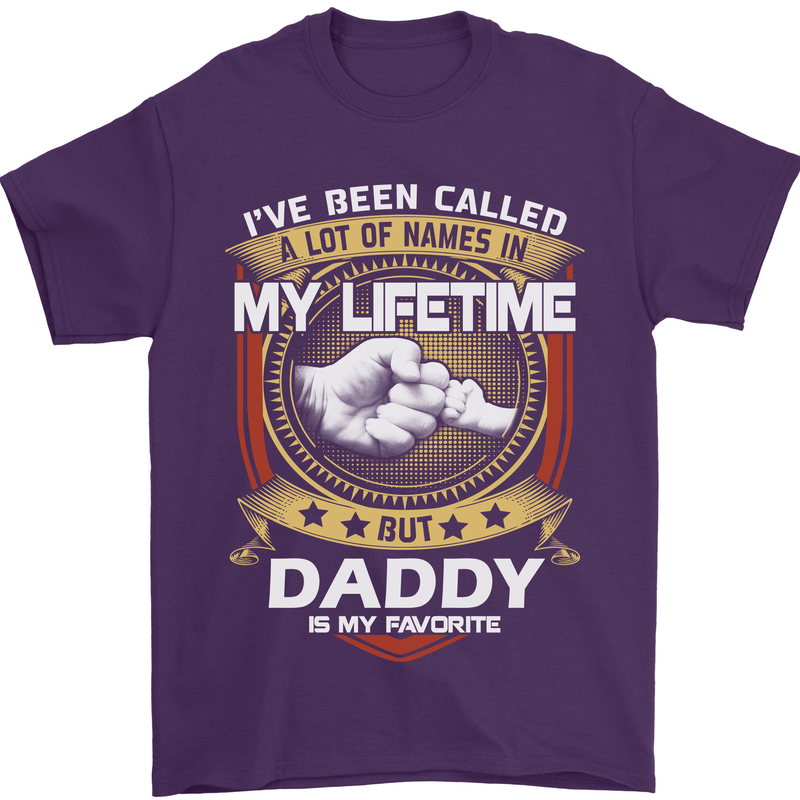 Daddy Is My Favourite Funny Fathers Day Mens T-Shirt Cotton Gildan Purple