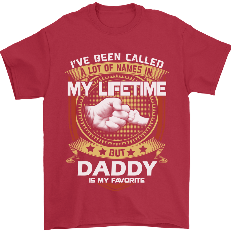 Daddy Is My Favourite Funny Fathers Day Mens T-Shirt Cotton Gildan Red