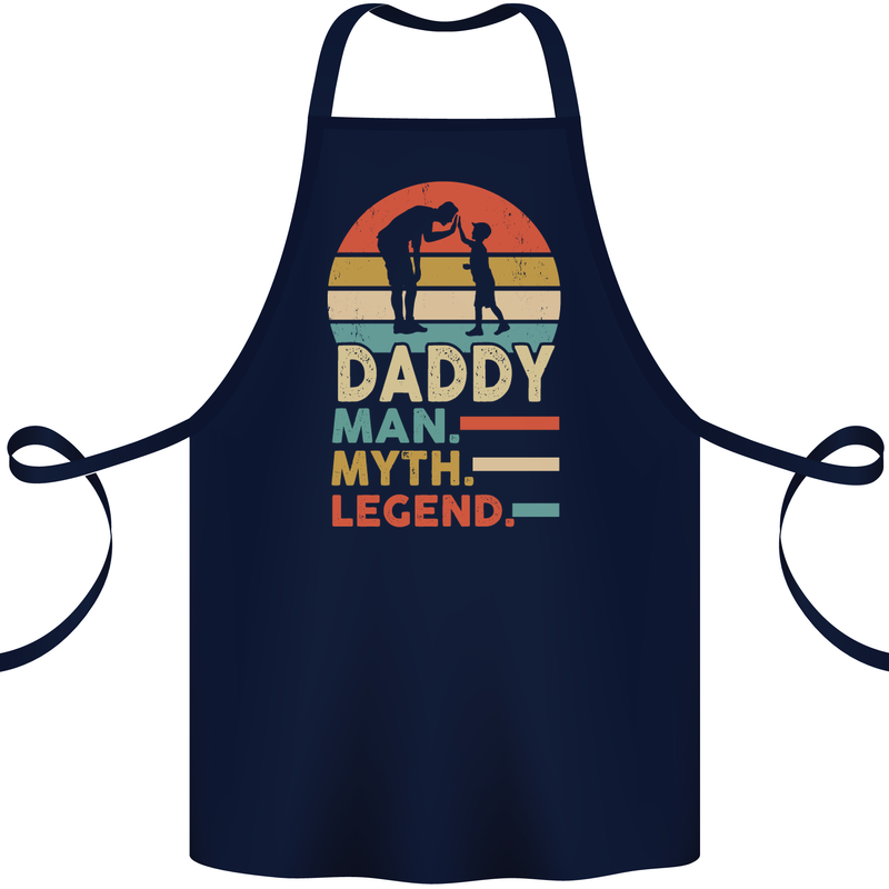 Daddy Man Myth Legend Funny Fathers Day Cotton Apron 100% Organic Navy Blue
