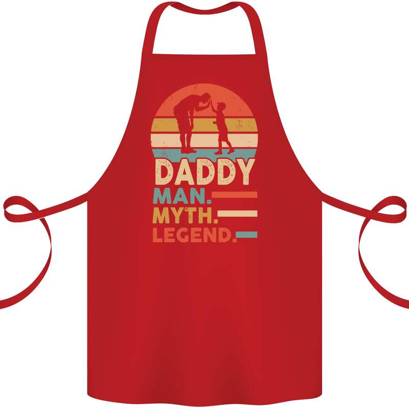 Daddy Man Myth Legend Funny Fathers Day Cotton Apron 100% Organic Red