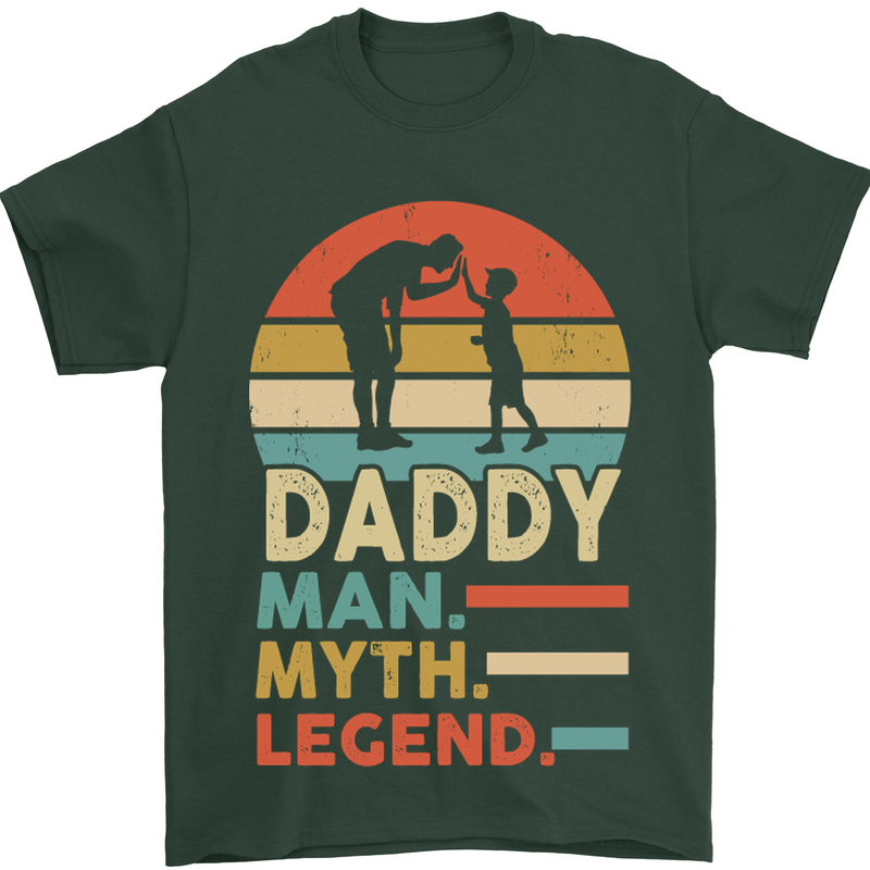 Daddy Man Myth Legend Funny Fathers Day Mens T-Shirt Cotton Gildan Forest Green