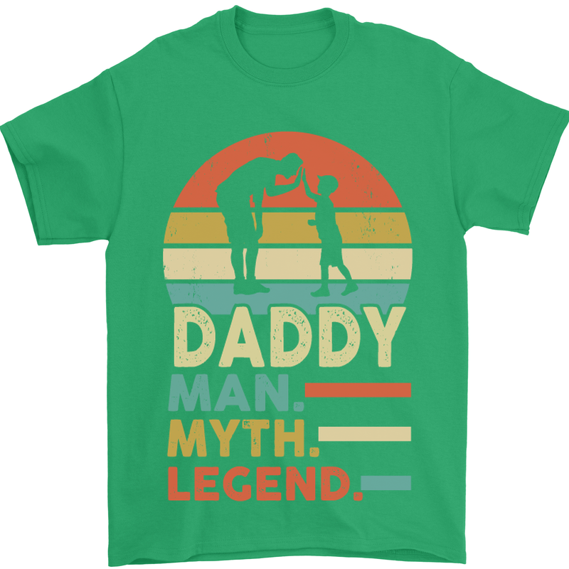 Daddy Man Myth Legend Funny Fathers Day Mens T-Shirt Cotton Gildan Irish Green