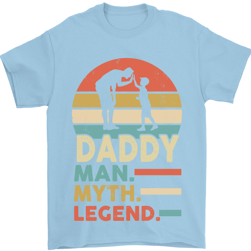 Daddy Man Myth Legend Funny Fathers Day Mens T-Shirt Cotton Gildan Light Blue