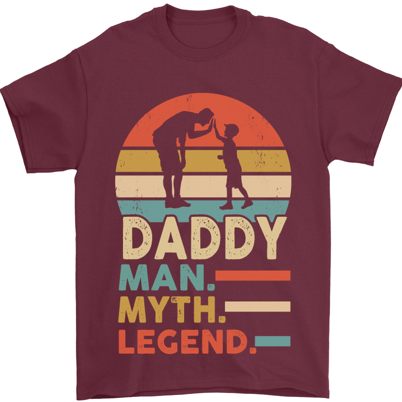 Daddy Man Myth Legend Funny Fathers Day Mens T-Shirt Cotton Gildan Maroon