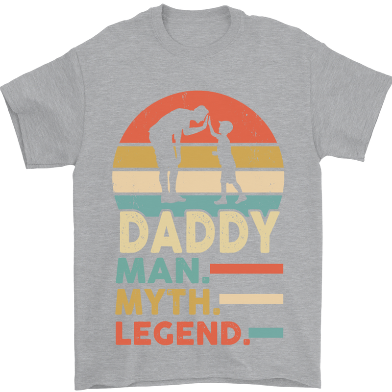 Daddy Man Myth Legend Funny Fathers Day Mens T-Shirt Cotton Gildan Sports Grey