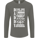Daddy My Favourite Superhero Father's Day Mens Long Sleeve T-Shirt Charcoal