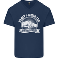 Daddy & Daughter Best Friends Father's Day Mens V-Neck Cotton T-Shirt Navy Blue