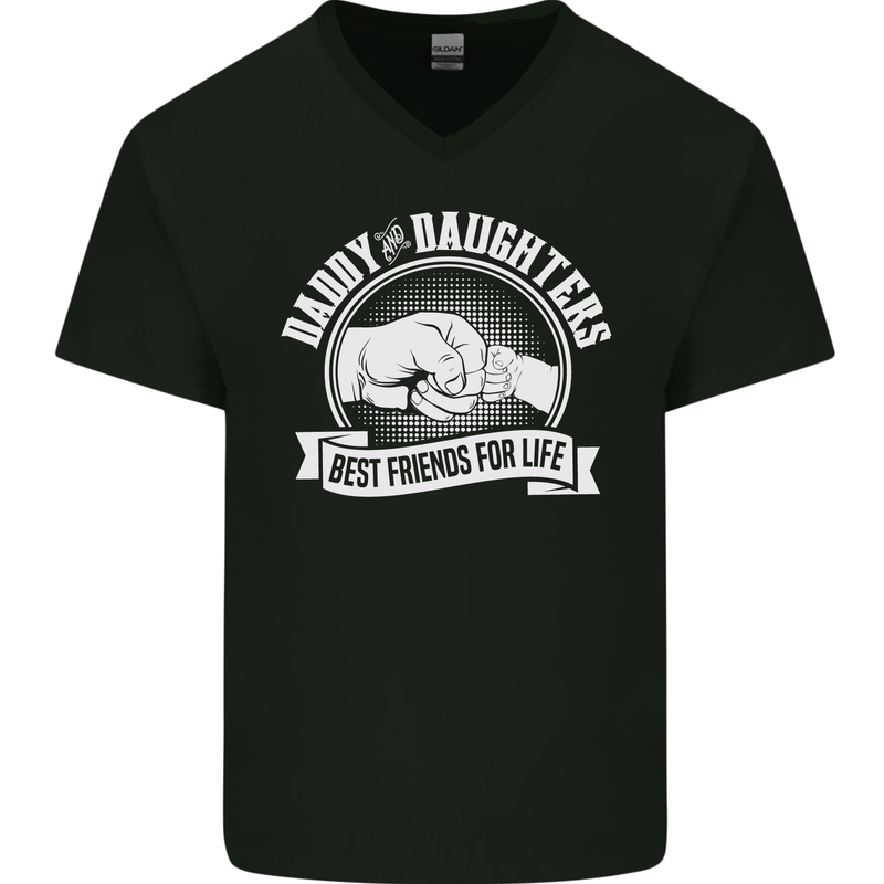 Daddy & Daughters Best Friends Father's Day Mens V-Neck Cotton T-Shirt Black