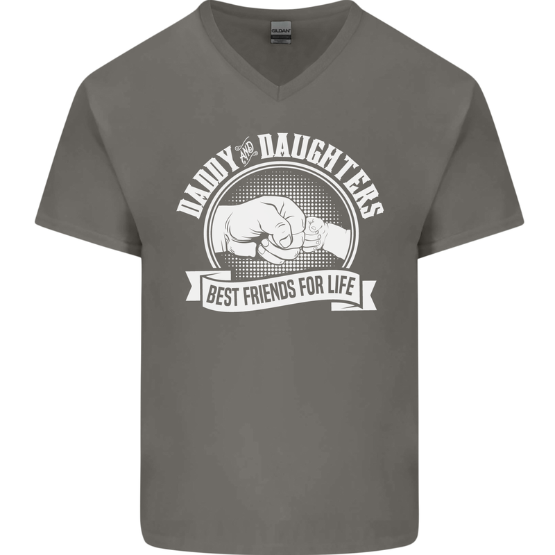 Daddy & Daughters Best Friends Father's Day Mens V-Neck Cotton T-Shirt Charcoal