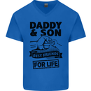 Daddy & Son Best Friends Father's Day Mens V-Neck Cotton T-Shirt Royal Blue
