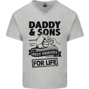 Daddy & Sons Best Friends Father's Day Mens V-Neck Cotton T-Shirt Sports Grey