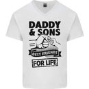 Daddy & Sons Best Friends Father's Day Mens V-Neck Cotton T-Shirt White