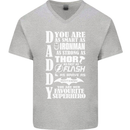 Daddy's Favourite Superhero Father's Day Mens V-Neck Cotton T-Shirt Sports Grey