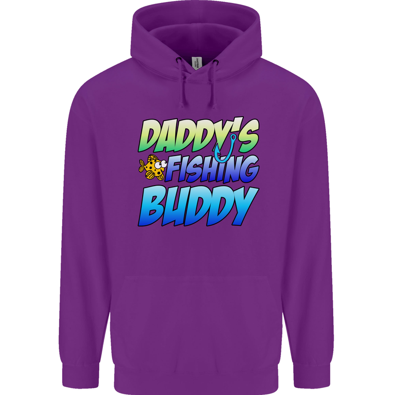 Daddys Fishing Buddy Funny Fisherman Childrens Kids Hoodie Purple
