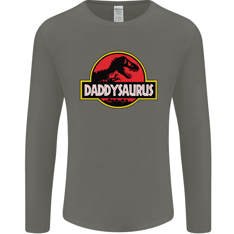 Daddysaurus Funny Father's Day Daddy Mens Long Sleeve T-Shirt Charcoal