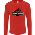 Daddysaurus Funny Father's Day Daddy Mens Long Sleeve T-Shirt Red