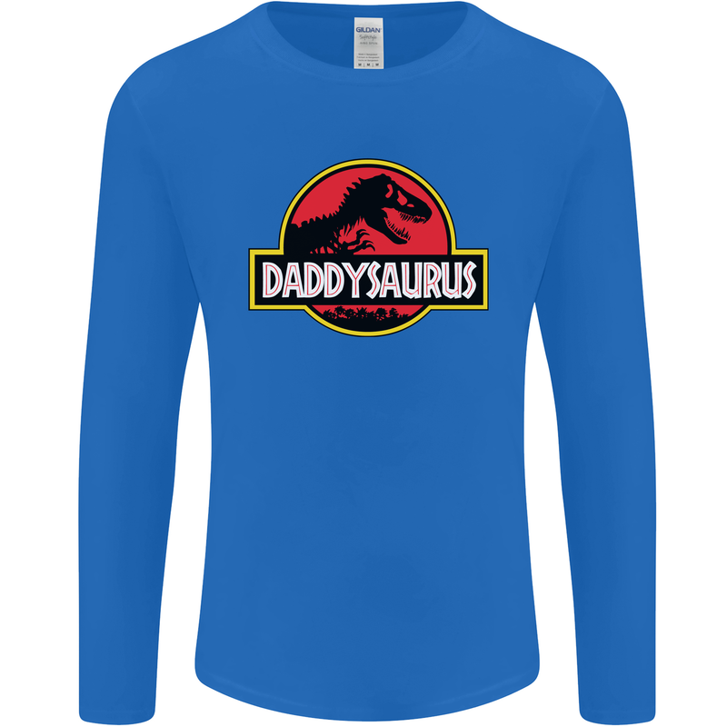 Daddysaurus Funny Father's Day Daddy Mens Long Sleeve T-Shirt Royal Blue