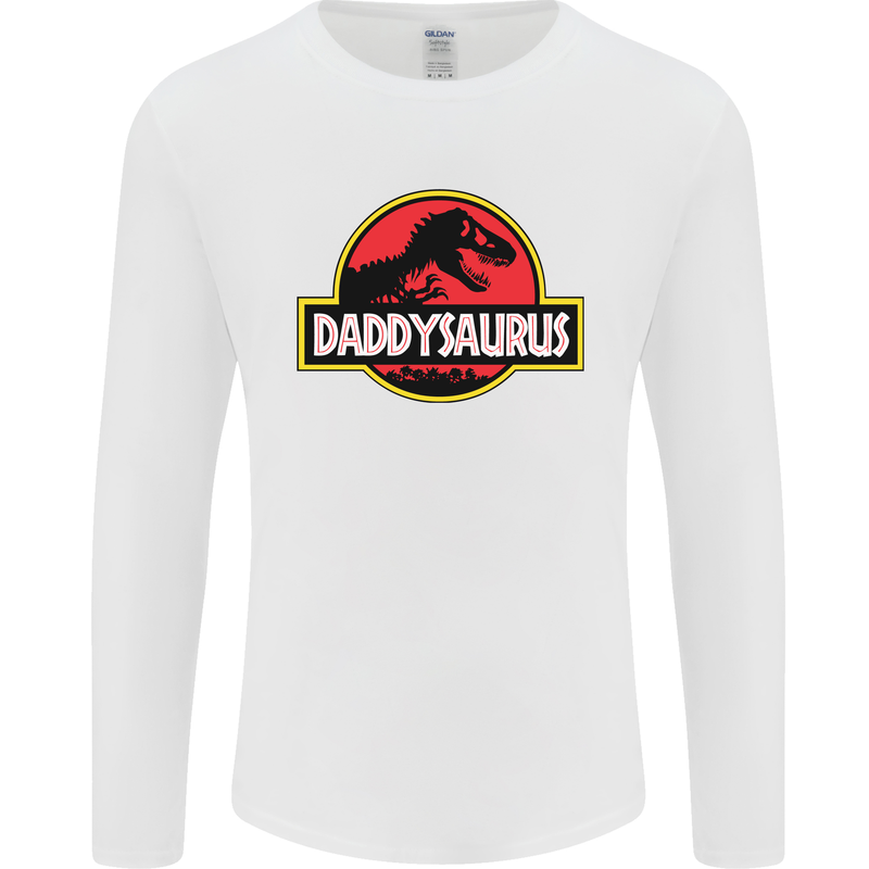 Daddysaurus Funny Father's Day Daddy Mens Long Sleeve T-Shirt White