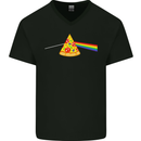 Dark Side of the Pizza Funny Food Mens V-Neck Cotton T-Shirt Black