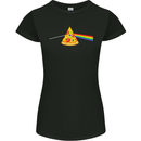 Dark Side of the Pizza Funny Food Womens Petite Cut T-Shirt Black