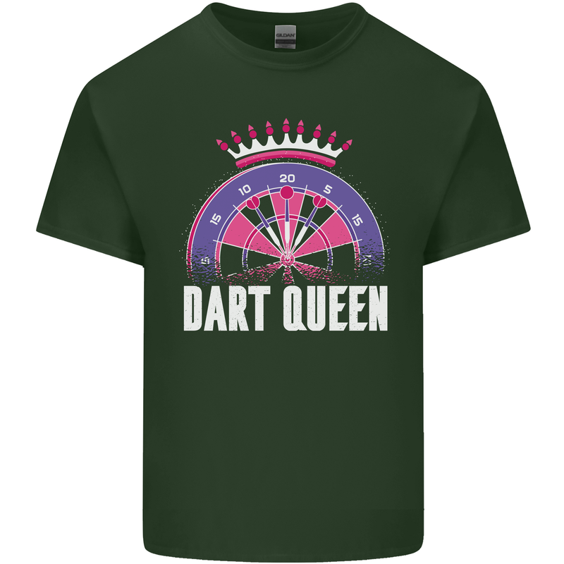 Darts Queen Funny Mens Cotton T-Shirt Tee Top Forest Green