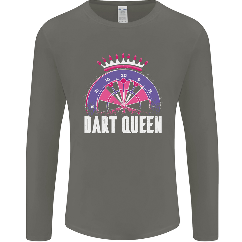 Darts Queen Funny Mens Long Sleeve T-Shirt Charcoal