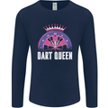 Darts Queen Funny Mens Long Sleeve T-Shirt Navy Blue