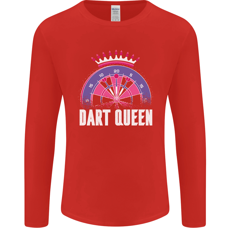 Darts Queen Funny Mens Long Sleeve T-Shirt Red