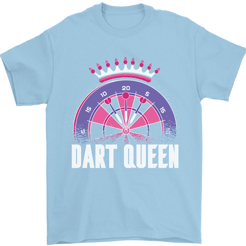 Darts Queen Funny Mens T-Shirt Cotton Gildan Light Blue