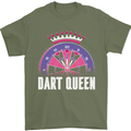 Darts Queen Funny Mens T-Shirt Cotton Gildan Military Green