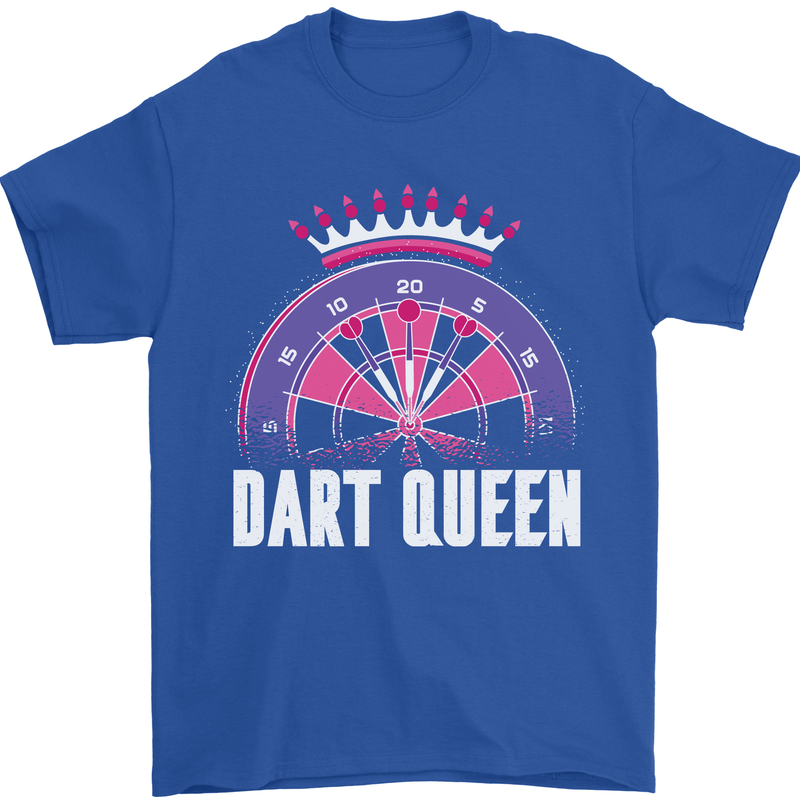 Darts Queen Funny Mens T-Shirt Cotton Gildan Royal Blue