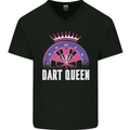 Darts Queen Funny Mens V-Neck Cotton T-Shirt Black