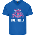 Darts Queen Funny Mens V-Neck Cotton T-Shirt Royal Blue